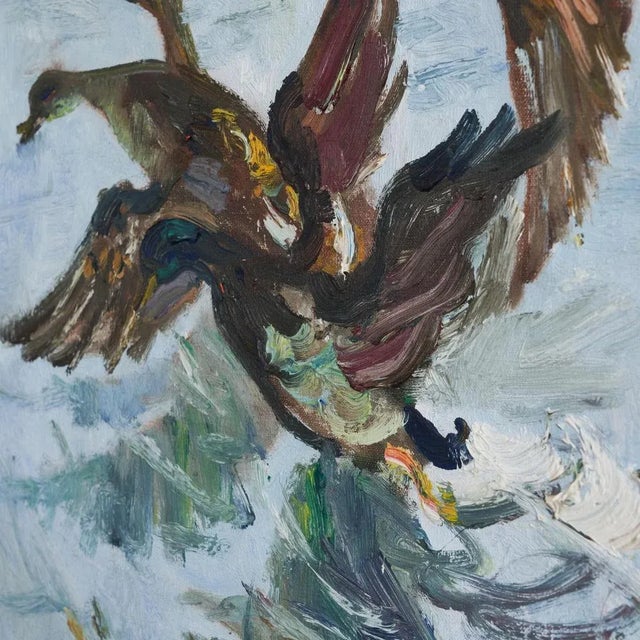 Ducks, Oil on Canvas, 1940s For Sale - Image 9 of 11