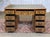 Vintage English Flat Desk with Drawers in Yew Wood with Leather Top, 1970s For Sale - Image 3 of 15