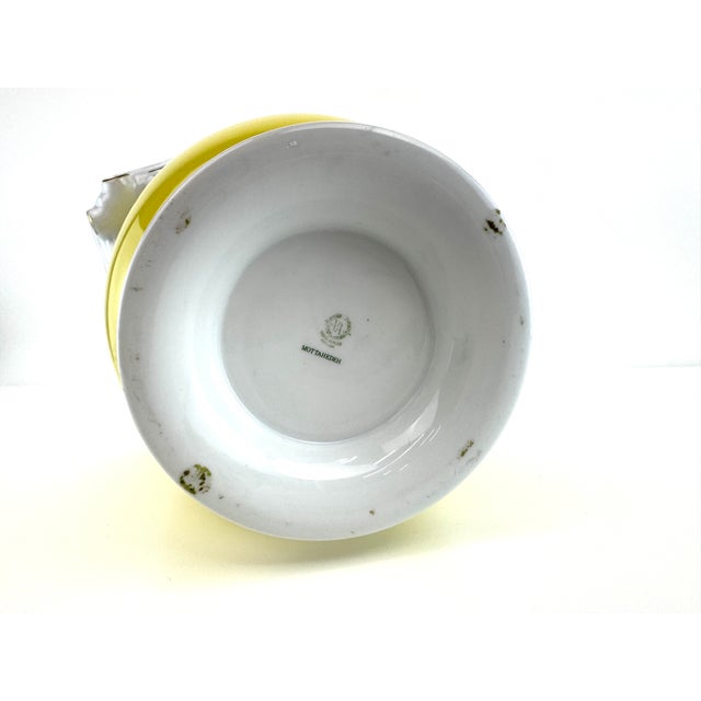 Vintage Mottahedeh Yellow Porcelain Cachepot With Gilt Rococo Handles For Sale - Image 9 of 11