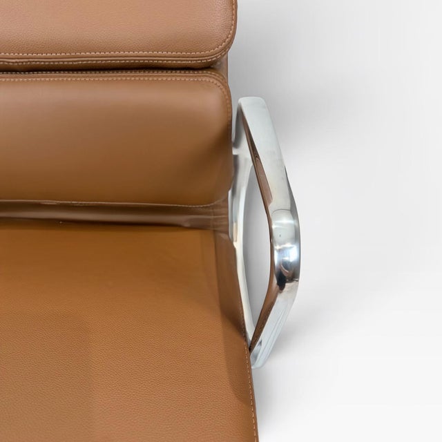 Eames for Herman Miller Aluminum Group Soft Pad Management Chair - Brown Leather For Sale - Image 10 of 11
