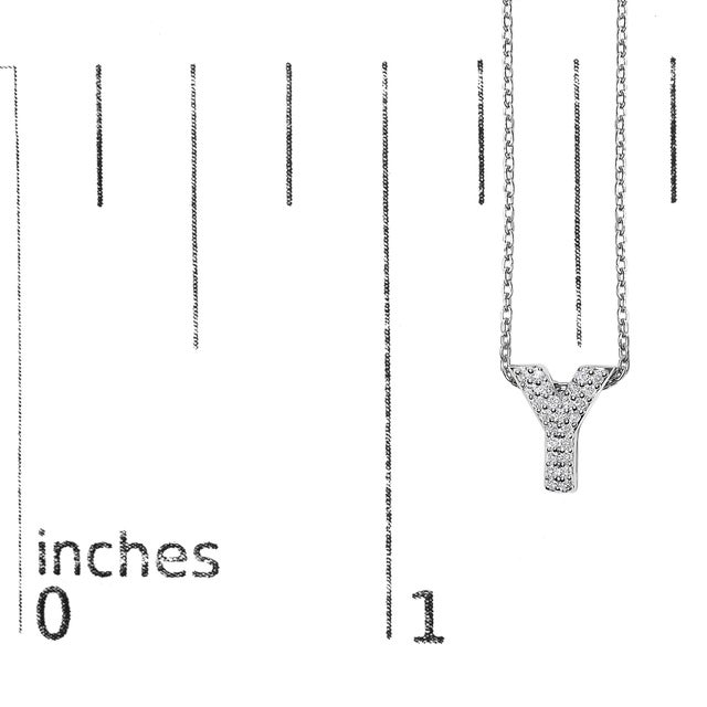 Early 21st Century 10K White Gold Diamond Accent "Y" Initial Bubble Pendant Necklace For Sale - Image 5 of 5