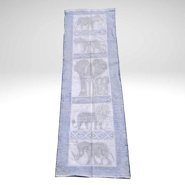 Textile Early 20th Century Blue African Handprinted Table Runner For Sale - Image 7 of 12