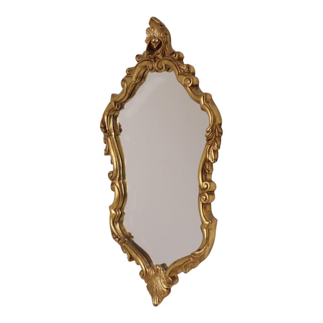 Baroque Vintage French Baroque Style Gold Crested Mirror, 1960s For Sale - Image 3 of 18