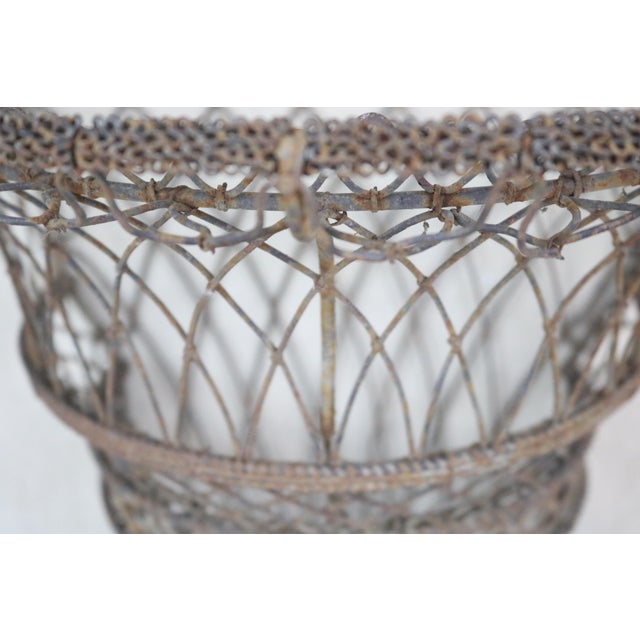 Metal French 19th Century Wire Wall Basket For Sale - Image 7 of 10