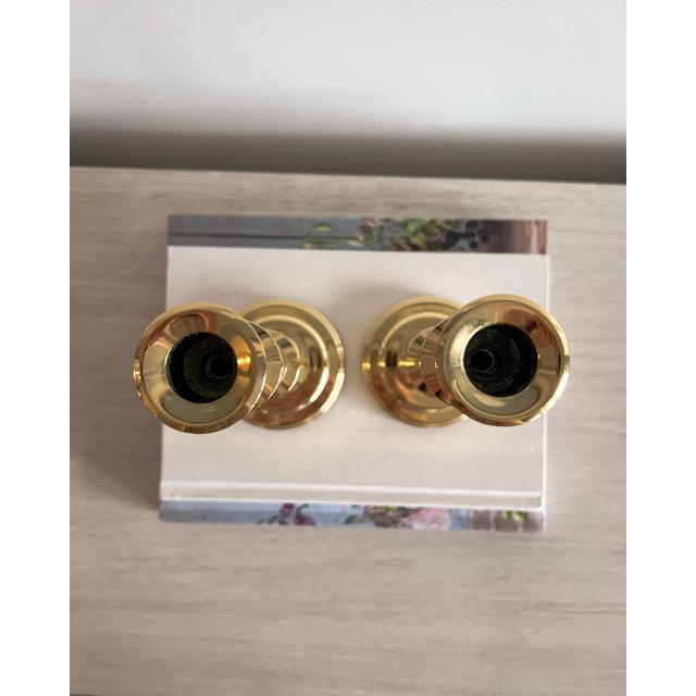 Vintage Baldwin Solid Brass Candlesticks, Pair, Usa, Late 20th Century For Sale - Image 9 of 9
