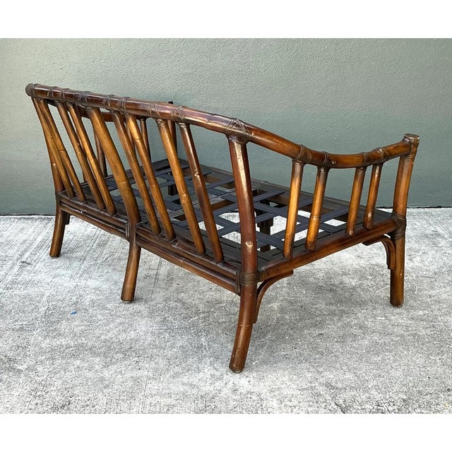 Vintage McGuire Bent Rattan Loveseat For Sale - Image 10 of 12