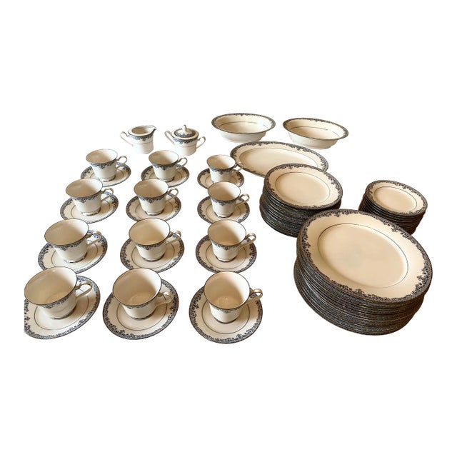 Noritake Charleston China 12 Place Settings & Serving Pieces- 66 Pieces Mint Condition Late 20th Century For Sale