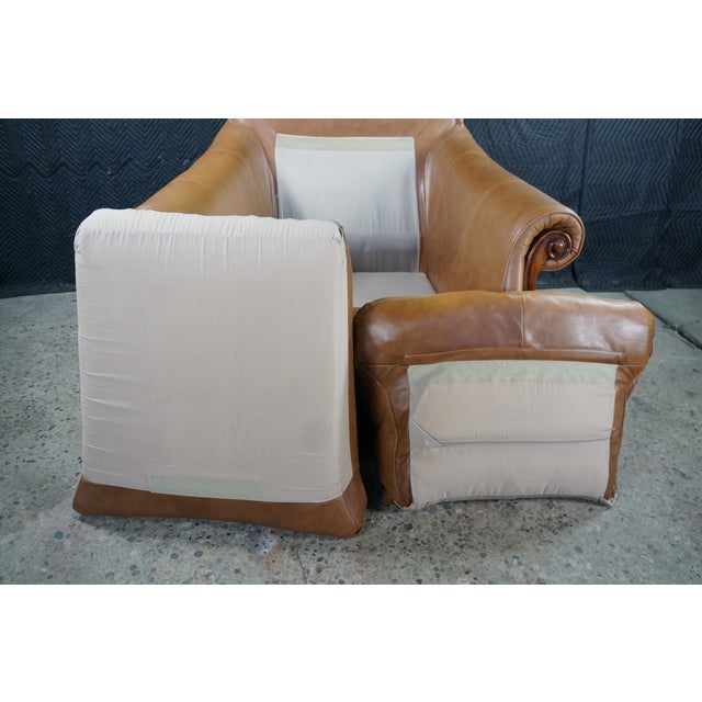 Vintage Rapallo Oversized Leather Club Lounge Reading Library Armchair 45" For Sale - Image 15 of 18