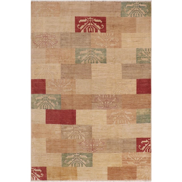Modern Gabbeh Tan/Red Wool Rug - 9'0'' X 11'4'' For Sale - Image 10 of 10