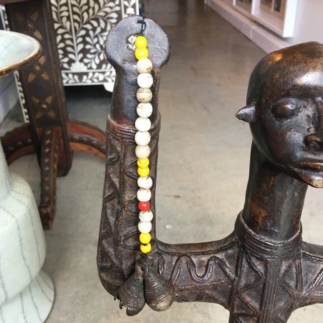 Mid 20th Century Bronze and Bead Cameroon Fertility Figure Sculpture For Sale - Image 5 of 13