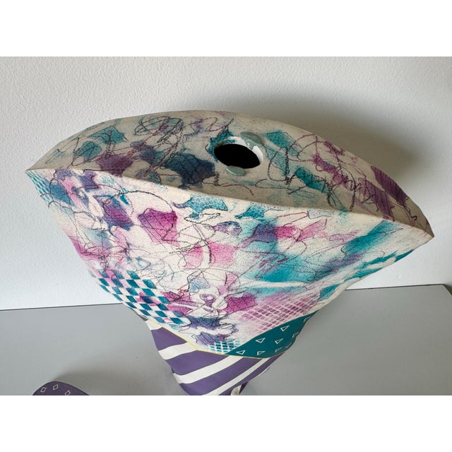 1990s 1990s Vintage Postmodern Sculptural Art Ceramic Vase by Zufelt For Sale - Image 5 of 11