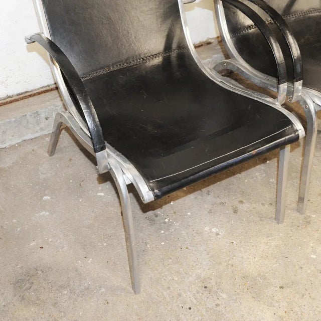 Mid-Century Modern Leather and Aluminium Lounge Chairs by Rudolf Szedleczky, 1970s, Set of 2 For Sale - Image 14 of 17