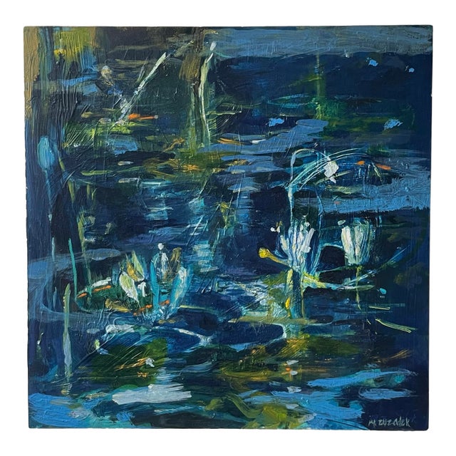 "Under the Ringed Moon" Painted on Cradled Panel For Sale