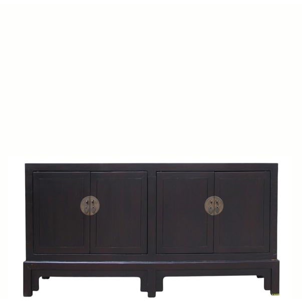 Wood Early 20th Century Chinese Lacquered 4 Door Sideboard For Sale - Image 7 of 7
