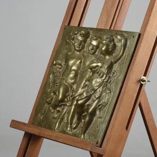 Brass Fusion Plaque with Cherubs and Dancing Musicians For Sale - Image 6 of 8