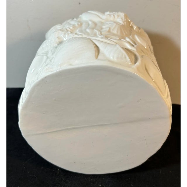 Vintage Italian Grotto Style Shell Form Glazed White Pottery Planter For Sale In Philadelphia - Image 6 of 7