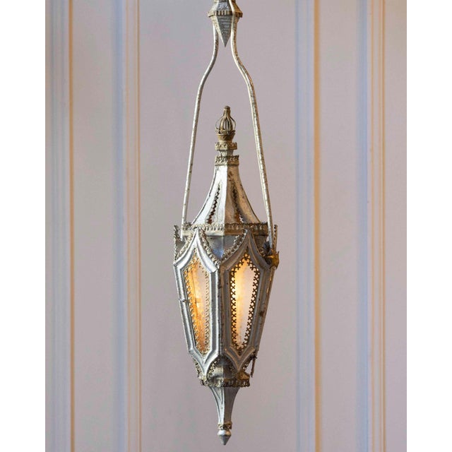 Pair of English 19th Century Painted Iron Gothic Revival Period Lanterns For Sale - Image 4 of 11