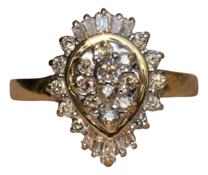 The Bridewell: Vintage Pear Shaped Diamond Ring in 14 Karat Yellow Gold