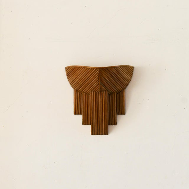 Handcrafted 'Barbara' Half-Dome Rattan Pencil Reed Wall Sconce Bent Rattan Art Deco Wall Light For Sale - Image 10 of 12