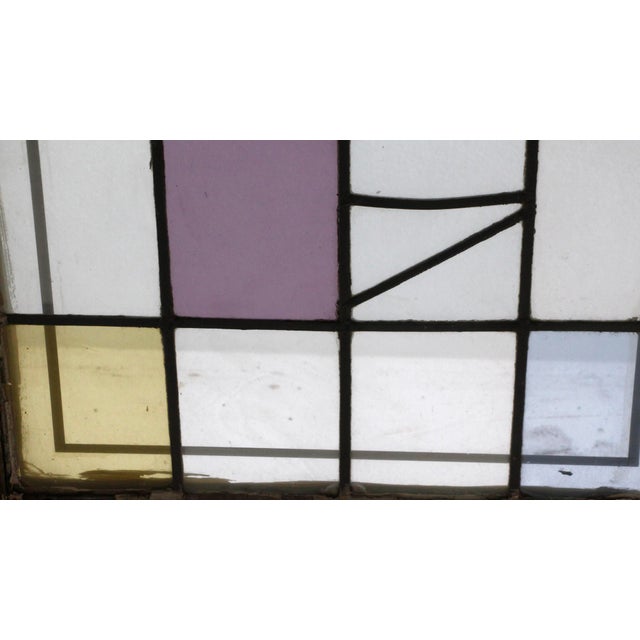 Reclaimed Abstract Coat of Arm Wooden Frame Stained Glass Window For Sale - Image 4 of 5