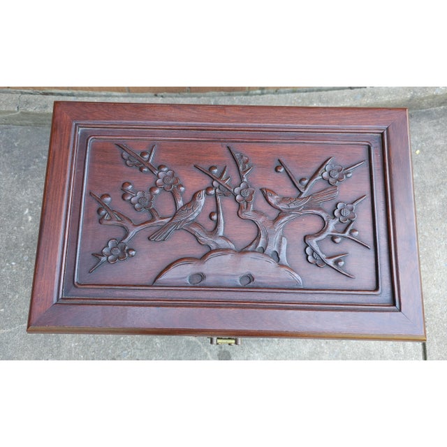 Mid 20th Century Mid-20th Century Chinese Carved Rosewood Siver Chest Cabinet For Sale - Image 5 of 12