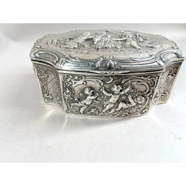 Late 19th Century Late 19th C German Rococo Silver Repousse Trinket Box For Sale - Image 5 of 16
