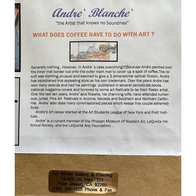 White 2002 Andre Blanche the Hunter Family Watercolor Paintings Signed Framed Original Set of Two Pair For Sale - Image 8 of 9