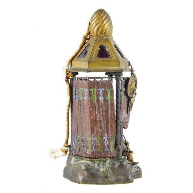 1910s Jugendstil Cold-Painted Orientalist Bronze Sculptural Table Lamp by Franz Bergmann/Nam Greb, Austria For Sale - Image 4 of 11