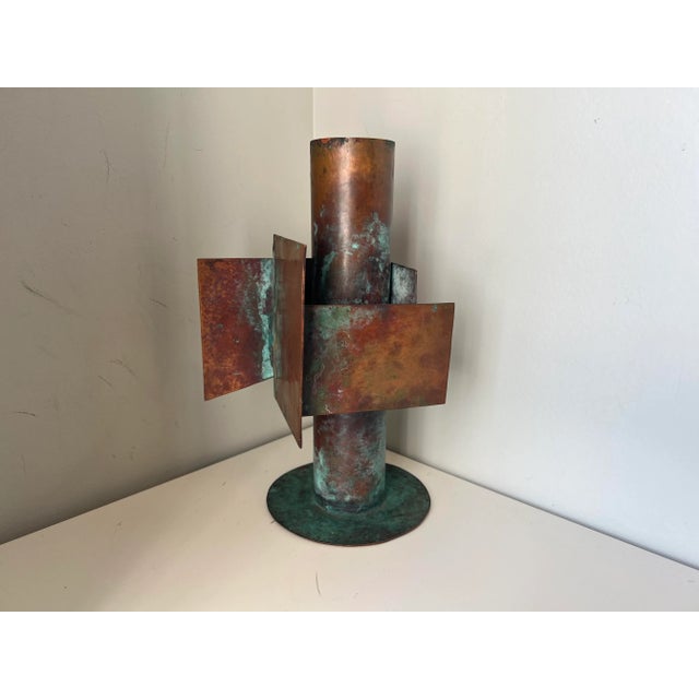 Metal Sergei Gritsay (1946-2008) Geometric Abstract Copper Vase Sculpture For Sale - Image 7 of 7