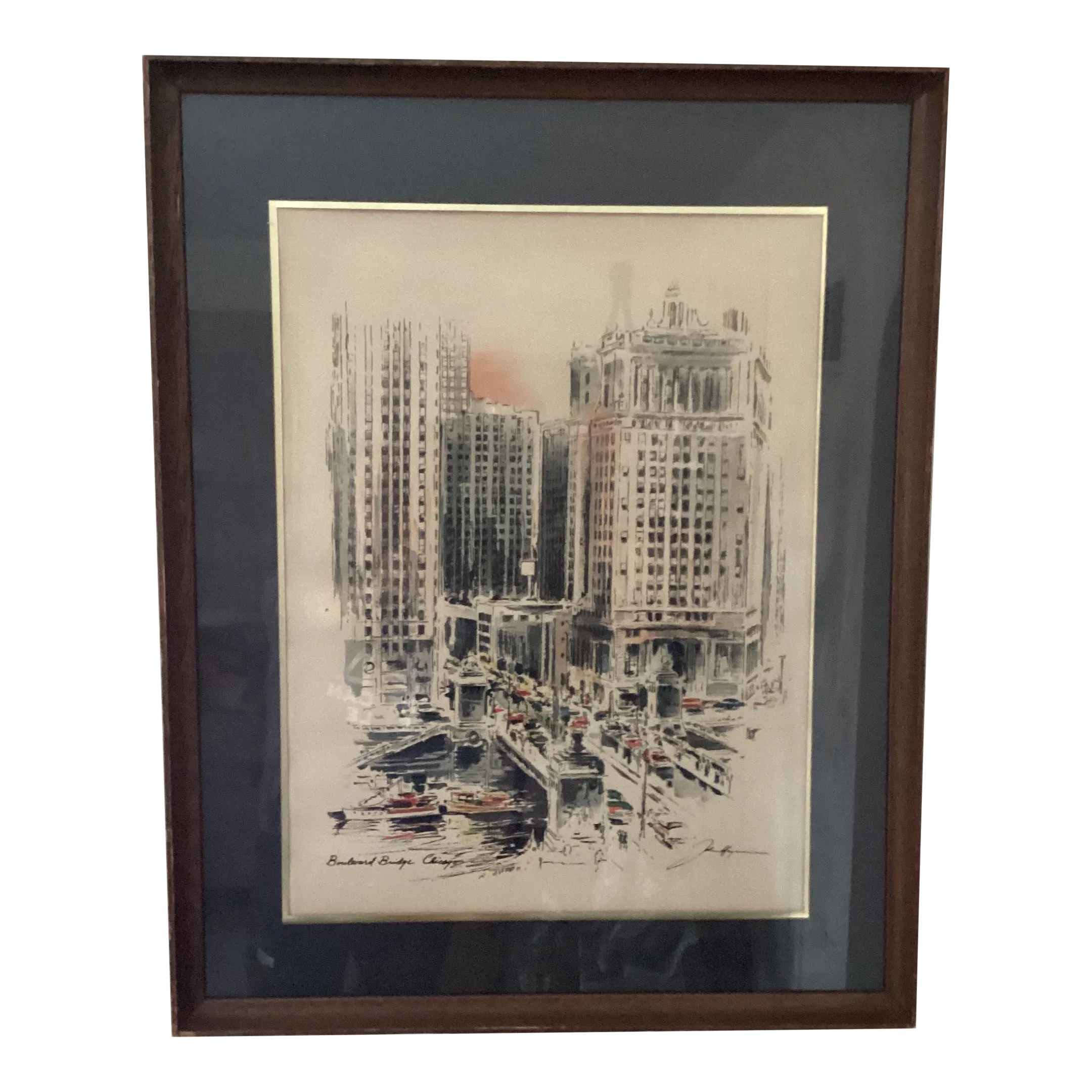 Vintage John Haymson Colored Lithograph Print 