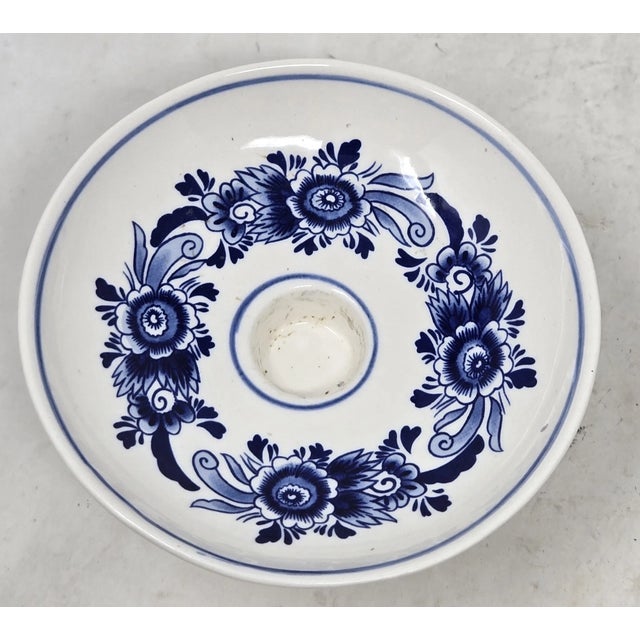 Vintage Delft Blue Taper Candle Holder by Elesva Holland For Sale In Dallas - Image 6 of 6
