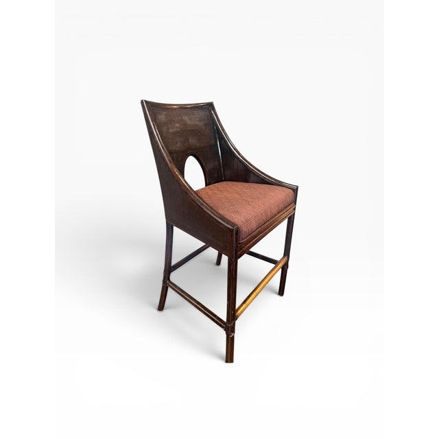 Brass Barbara Barry for McGuire Caned Bar Stools in Dark Tobacco — Set of 4 (2006) For Sale - Image 8 of 16