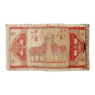 Mid 20th Century Turkish Deer Pictorial Figurative Rug - 1'10" x 3'2" For Sale
