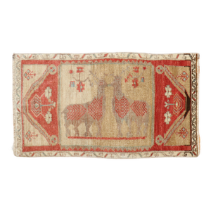 Mid 20th Century Turkish Deer Pictorial Figurative Rug
