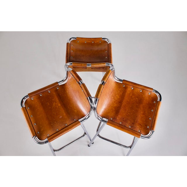 Leather Stools by Charlotte Perriand for Les Arcs, 1970s, Set of 3 For Sale - Image 10 of 12