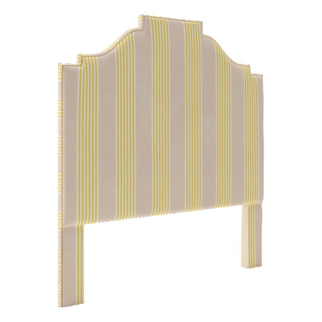 Nina Headboard in Christopher Farr Cloth Hudson Stripe, Lemon - Queen For Sale