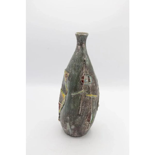 Grey Ceramic Vase with Squiggles from Umberto Zannoni, 1950s For Sale - Image 4 of 7