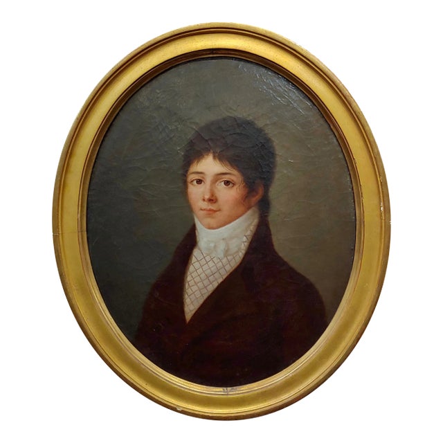 18th Century French Portrait of a Young Aristocratic Man - Oil Painting For Sale
