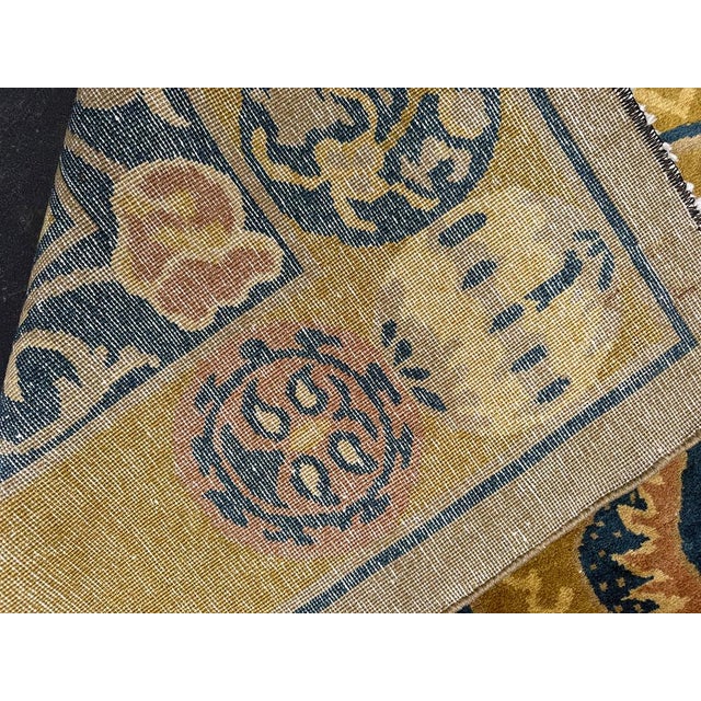 Antique 9' X 12' Gold Ningxia Style Chinese Dragon Pattern Rug For Sale - Image 12 of 12