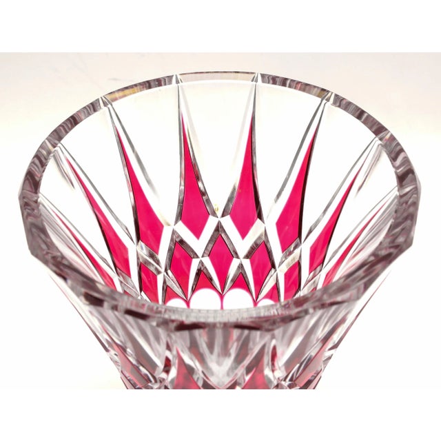 Mid-Century Modern Tall Heavy Cut Vase, Antique Val Saint Lambert For Sale - Image 3 of 6