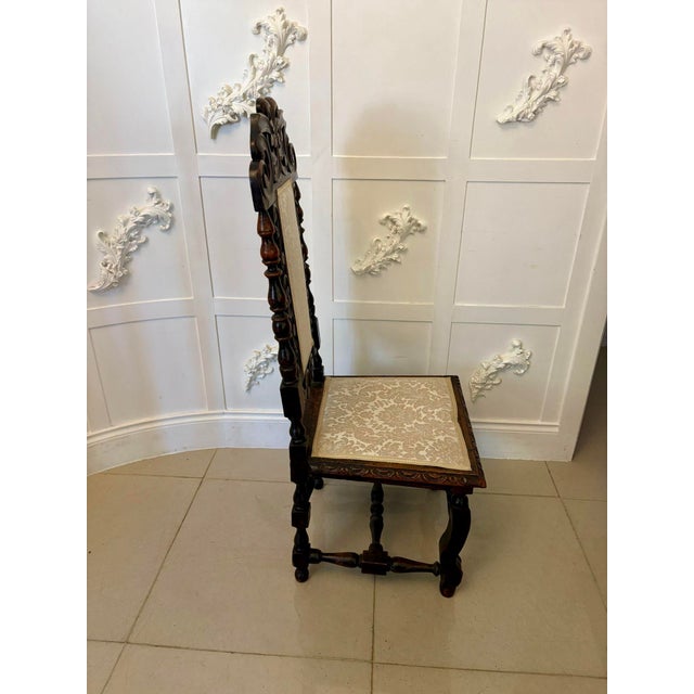 Mid 19th Century Antique Victorian Carved Oak Dining Chairs, 1860s, Set of 4 For Sale - Image 5 of 14