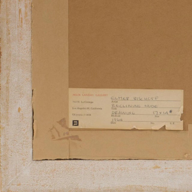 'Reclining Nude' by Elmer Nelson Bischoff, 1964; Bay Area Figurative School, San Francisco, California For Sale - Image 10 of 13