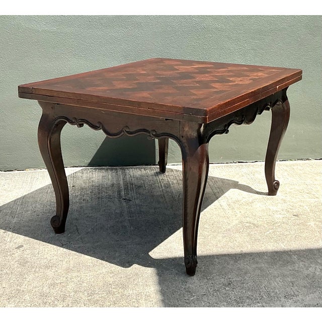 Farmhouse Vintage Herringbone Extendable Dining Table For Sale - Image 3 of 18