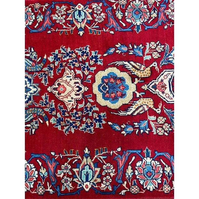 Vintage Animal Print Persian Kashan Area Rug For Sale - Image 9 of 11