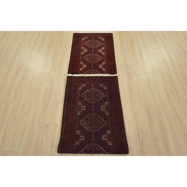 Baloch Runner 2’2” X 9’6” Blue Wool Vintage Tribal Hand-Knotted Oriental Rug For Sale - Image 10 of 11