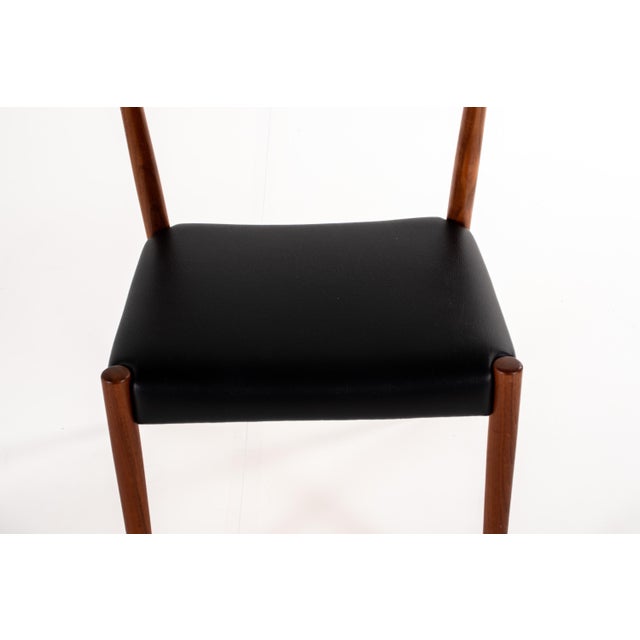 Danish Teak Dining Chairs in Black Skai, 1960s, Set of 4 For Sale - Image 9 of 11