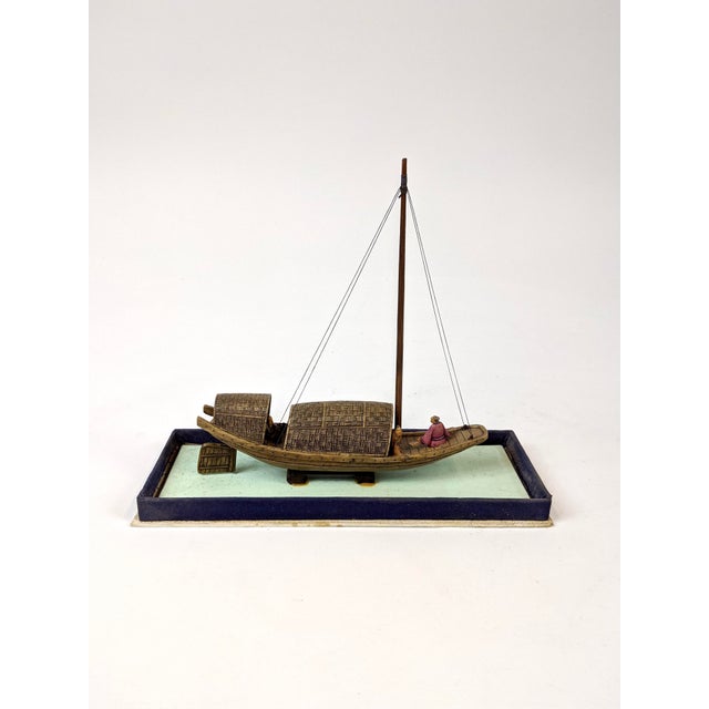 1960’s Miniature Hand Carved Stone Sailboat For Sale - Image 4 of 6