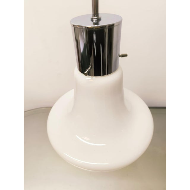 Steel and White Glass Suspension, 1970s For Sale - Image 6 of 9