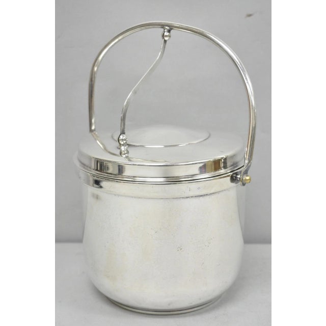 Mid 20th Century Gorham Yc141 Mid Century Modern Silver Plated Reticulating Hinge Ice Bucket For Sale - Image 16 of 16