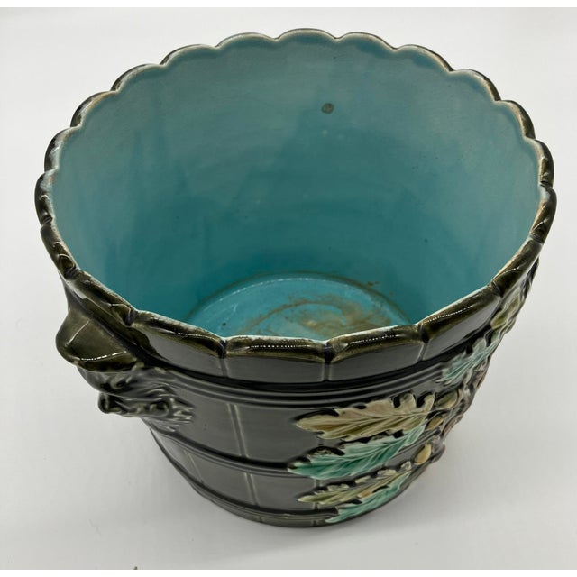 Art Nouveau Early 20th Century Art Nouveau Vase Cache Pot Barbotine Ceramic Gustave De Bruyn Lille For Sale - Image 3 of 14